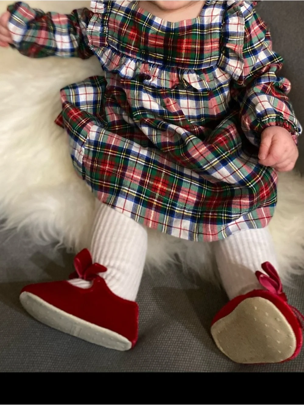 Baby GAP Plaid Tartan Ruffle Collar Dress Girls Toddler Size 6-12 Months